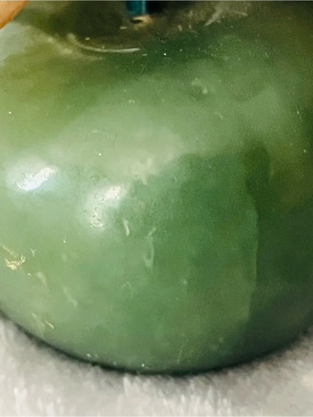 Decorative Green Apple Accent with Brown Leaf Stem